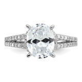Cheryl M Sterling Silver Rhodium-plated Polished Fancy Oval CZ Ring - QC-24EA9011-5641