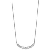 Cheryl M Sterling Silver Rhodium-plated Polished Fancy Woven CZ 16 Inch with 2 Inch Extension Necklace