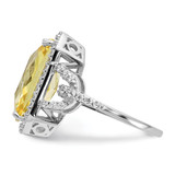 Cheryl M Sterling Silver Rhodium-plated Polished Fancy Yellow and White CZ Ring - QC-6B0BF53F-5131