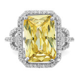 Cheryl M Sterling Silver Rhodium-plated Polished Fancy Yellow and White CZ Ring - QC-6B0BF53F-5131
