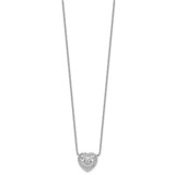 Cheryl M Sterling Silver Rhodium-plated Polished Filigree CZ Heart 16 Inch with 2 Inch Extension Necklace