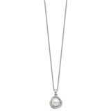 Cheryl M Sterling Silver Rhodium-plated Polished Freshwater Cultured Pearl and CZ 16 Inch with 2 Inch Extension Necklace