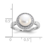 Cheryl M Sterling Silver Rhodium-plated Polished Freshwater Cultured Pearl and CZ Halo Ring - QC-B183D3C3-3607