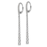 Cheryl M Sterling Silver Rhodium-plated Polished Graduated CZ Leverback Dangle Earrings
