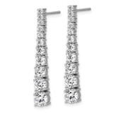 Cheryl M Sterling Silver Rhodium-plated Polished Graduated CZ Post Dangle Earrings