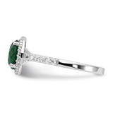 Cheryl M Sterling Silver Rhodium-plated Polished Green Glass and CZ Round Halo Ring - QC-D333379B-6608