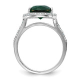 Cheryl M Sterling Silver Rhodium-plated Polished Green Glass and CZ Teardrop Halo Ring - QC-8B3BC486-1203