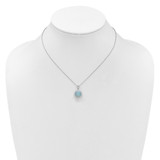 Cheryl M Sterling Silver Rhodium-plated Polished Lab Created Opal and CZ Halo Circle 16 Inch with 2 Inch Extension Necklace