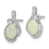 Cheryl M Sterling Silver Rhodium-plated Polished Lab Created Opal and CZ Post Earrings