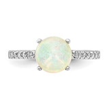 Cheryl M Sterling Silver Rhodium-plated Polished Lab Created Opal and CZ Ring - QC-27FAA588-1485
