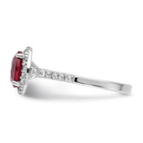 Cheryl M Sterling Silver Rhodium-plated Polished Lab Created Ruby and CZ Round Halo Ring - QC-2814A300-7630