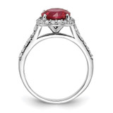 Cheryl M Sterling Silver Rhodium-plated Polished Lab Created Ruby and CZ Round Halo Ring - QC-4A818E31-9316