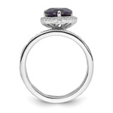 Cheryl M Sterling Silver Rhodium-plated Polished Lab Created Sapphire and CZ Teardrop Halo 3 Ring Set - QC-7898095B-6252