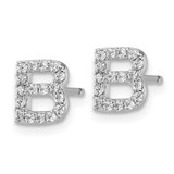 Cheryl M Sterling Silver Rhodium-plated Polished Letter B CZ Initial Post Earrings