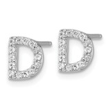 Cheryl M Sterling Silver Rhodium-plated Polished Letter D CZ Initial Post Earrings