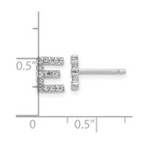 Cheryl M Sterling Silver Rhodium-plated Polished Letter E CZ Initial Post Earrings