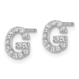 Cheryl M Sterling Silver Rhodium-plated Polished Letter G CZ Initial Post Earrings