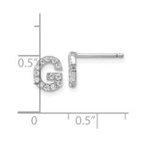 Cheryl M Sterling Silver Rhodium-plated Polished Letter G CZ Initial Post Earrings