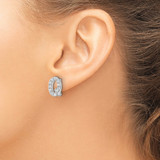 Cheryl M Sterling Silver Rhodium-plated Polished Letter Q CZ Initial Post Earrings