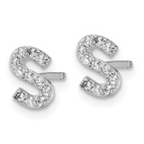 Cheryl M Sterling Silver Rhodium-plated Polished Letter S CZ Initial Post Earrings