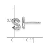 Cheryl M Sterling Silver Rhodium-plated Polished Letter S CZ Initial Post Earrings