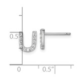 Cheryl M Sterling Silver Rhodium-plated Polished Letter U CZ Initial Post Earrings