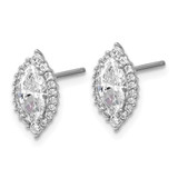 Cheryl M Sterling Silver Rhodium-plated Polished Marquise CZ Halo Post Earrings