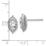 Cheryl M Sterling Silver Rhodium-plated Polished Marquise CZ Halo Post Earrings