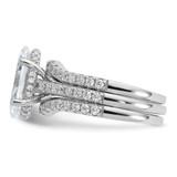 Cheryl M Sterling Silver Rhodium-plated Polished Marquise CZ with Two Bands Ring Set - QC-E239697B-9115