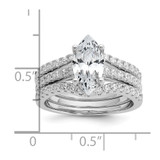 Cheryl M Sterling Silver Rhodium-plated Polished Marquise CZ with Two Bands Ring Set - QC-E239697B-9115