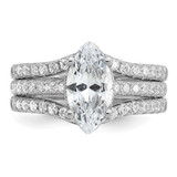 Cheryl M Sterling Silver Rhodium-plated Polished Marquise CZ with Two Bands Ring Set - QC-EF5EAAC5-5318
