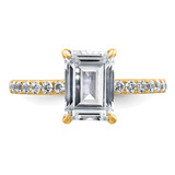 14k 2 3/8 carat Certified Lab Grown Diamond VS+ F+ Emerald Complete Solitaire with Flair Engagement Ring
