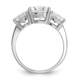 Cheryl M Sterling Silver Rhodium-plated Polished Oval CZ 3-Stone Ring - QC-14103BF3-5485