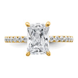 14k 2 3/8 carat Certified Lab Grown Diamond VS+ F+ Radiant Complete Solitaire with Flair Engagement Ring