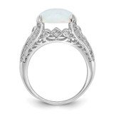 Cheryl M Sterling Silver Rhodium-plated Polished Oval Lab Created Opal and CZ Ring - QC-69D0F300-5339