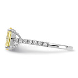 Cheryl M Sterling Silver Rhodium-plated Polished Oval Yellow and White CZ Ring - QC-EF94BDDB-7541