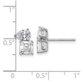 Cheryl M Sterling Silver Rhodium-plated Polished Pear and Square CZ Post Earrings