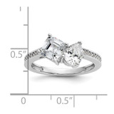 Cheryl M Sterling Silver Rhodium-plated Polished Pear and Square CZ Ring - QC-09DB05BF-8898