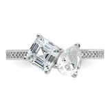 Cheryl M Sterling Silver Rhodium-plated Polished Pear and Square CZ Ring - QC-A807F370-6976