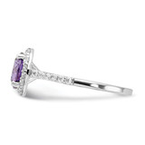Cheryl M Sterling Silver Rhodium-plated Polished Purple and White CZ Round Halo Ring - QC-9A433B82-1479