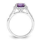 Cheryl M Sterling Silver Rhodium-plated Polished Purple and White CZ Round Halo Ring - QC-9F813108-5410