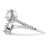 Cheryl M Sterling Silver Rhodium-plated Polished Round CZ Halo Bypass Ring - QC-27778B97-7980