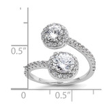 Cheryl M Sterling Silver Rhodium-plated Polished Round CZ Halo Bypass Ring - QC-7EFCA67E-3796