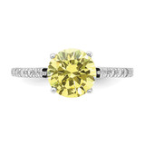 Cheryl M Sterling Silver Rhodium-plated Polished Yellow and White CZ Ring - QC-1BA1FB88-8793