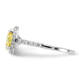 Cheryl M Sterling Silver Rhodium-plated Polished Yellow and White CZ Round Halo Ring - QC-641982F8-7214
