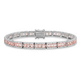 Cheryl M Sterling Silver Rhodium-plated Princess-cut Pink Nano Crystal and White Brilliant-cut CZ 7.25 Inch Bracelet