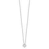 Cheryl M Sterling Silver Rhodium-plated Square Step-Cut CZ 16 Inch Necklace with 2 Inch Extender