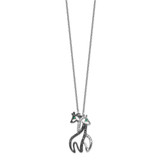 Cheryl M Sterling Silver Rhodium-plated with Black Rhodium Accent Brilliant-cut Black Green and White CZ Giraffes 18 Inch Necklace