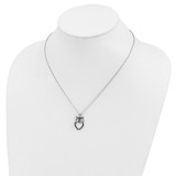 Cheryl M Sterling Silver Rhodium-plated with Black Rhodium Polished Black and White CZ Owl 16 Inch with 2 Inch Extension Necklace