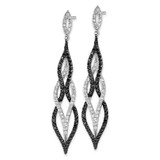 Cheryl M Sterling Silver Rhodium-plated with Black Rhodium Polished Fancy Black and White CZ Post Dangle Earrings